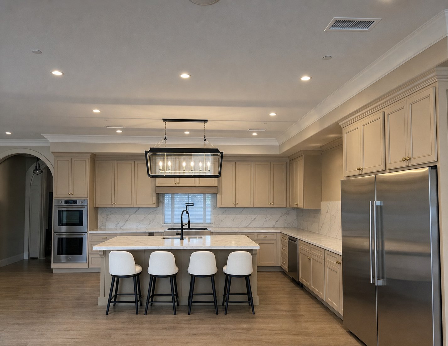 Dated beige kitchen before repaint